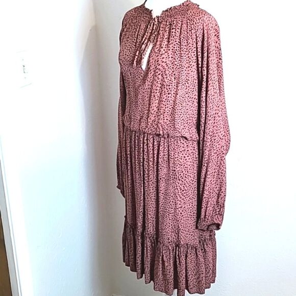 A Beautiful Soul Bohemian Dress w/Brown Dots, Ruffled Trim, Size 22/24, NWT - Picture 2 of 12